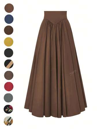 Spring And Summer New Joker Daily Elegant Fashion Shaping Belt Big A Pleated Elegant Skirt