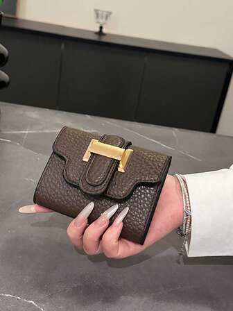 女士三折钱包，短款黑白千鸟格纹，经典多卡位，银行卡/交通卡防盗设计，时尚复古短款钱包