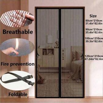 Magnetic Insect-Proof Screen Door With Full Magnetic Strip And Magic Stickers, Anti-Fly Mesh Curtain For Living Room And Bedroom, Self-Adsorption With Magnet