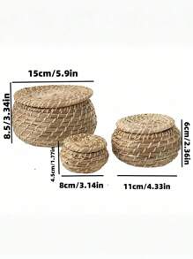 1 Set Woven Storage Basket, Stackable Seagrass Basket, Bathroom Storage Basket, Diaper Changing Station Basket, Living Room & Kitchen Seagrass Storage Basket, Organizer Basket, Summer Kitchen Organization And Storage, Kitchen Accessories, Wedding Gift