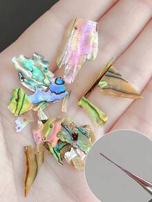 不对称天然鲍鱼壳片配件，超薄彩虹色贝壳碎片，美甲装饰，适用于美甲沙龙和个人使用，美甲用品，指甲，指甲饰物，指甲宝石 - 彩色 - 查看 7