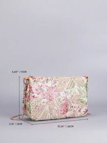 Bolsa Transversal com Bordado Lantejoulas e Corrente, Bolsa Transversal Bordada Floral Clássica Semicircular, Bolsa Jantar de Mulher com Contraste de Cores, Bordado de Lantejoulas e Zíper. Tipo de Bolsa Preferido, Bolsa Multiuso, Pode Ser Transversal, Corrente Dobrada Ao Meio Pode Ser de Ombro. (Posição do Padrão Cortada Aleatoriamente)
