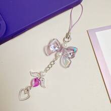 1PC Y2k Fashion Charming Bow Angel Wings Mobile Phone Chain, Women's Jewelry Accessories Are Suitable For Decorating Mobile Phones, Bags, Wallets, Furniture And Decoration Accessories. Come And Buy Them