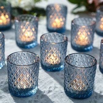 6/12pcs Clear Glass Votive Candle Holders, Bulk For Table Centerpiece, Tea Lights Holders For Wedding Shower, Christmas Party And Home Decor