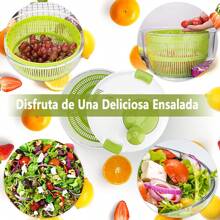 Grand essoreuse à salade, séchoir rotatif pour fruits et légumes avec poignée confortable, couvercle verrouillable et base antidérapante, lave-légumes , bol pour laver et sécher les salades et les fruits.