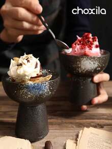 choxila 1 件陶瓷冰淇淋杯、甜点杯、糕点杯、水果零食杯、多用途高杯，适用于派对、客厅、厨房、办公室、露营