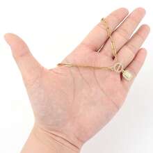 1 mặt dây chuyền chữ vuông tối giản cổ điển, dây chuyền dạng kẹp giấy bằng thép không gỉ mạ vàng, dành cho nữ. - Vàng - Xem 3