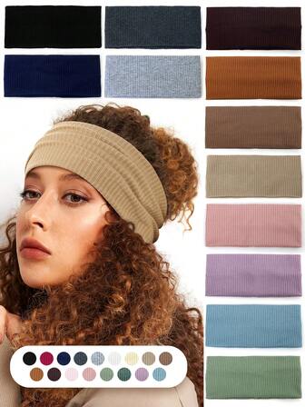 3Pcs/5Pcs Women Striped & Solid Color Plain Casual Hair Bands, Versatile Daily Fashion Headbands Turban Headband Sweatband, Hairband Fall Winter Hair Accessories For Women For Vacation Outfits Woman Elegant Scarf Women Bandanas Soft Headwrap