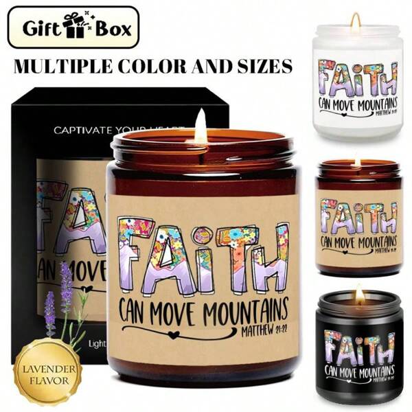 1pc Inspirational Bible Verse Glass Jar Candle,Humorous Sticker Lavender Soy Candle, Birthday Gift Candle,Christianity Candle,Funny Bible Gifts For Women Men Of Faith,Ideal For Mother's Day,Easter-5.3oz,Home Decor,Holiday&Centerpiece Decoration