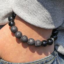 RINTOLER 1pc Bohemian Volcanic Stone & Bead Stackable Bracelet, Elastic, Suitable For Men Daily Wear, Travel, Gift - Multicolor - View 2