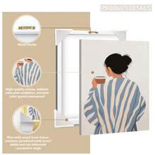 1PC, Canvas Hanging Picture, Framed, Easy To Hang, Wall Arts, Posters, Modern, Contemporary Stripe Wall Art, Abstract Feminine Decor, Morning Coffee Prints, Stripe Prints, Minimalist Portrait Posters, Eclectic Fine Art, Home Decor, Room Decor, Dining Room, Kitchen, Bathroom, Dormitory Decor - Multicolor - View 4