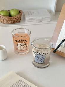 Ins Style Cartoon Glass Cup, Couples Cup/Cold Brew Cup, Coffee Cup/Single Layer Cup, Home Breakfast Milk Cup, Summer Juice Cup/Beverage Cup, Daily Use Water Cup, High Aesthetic Cute Biyeflower Enjoyment Cup