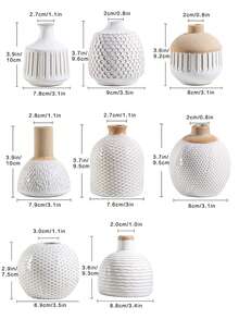 Set de 8 botellas de cerámica vintage con relieve para aceites esenciales, decoración de sobremesa para la sala de estar, entrada y mesita de noche