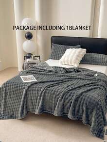 1 件毛绒泡泡绒双面毛毯，柔软亲肤，适合卧室和客房，高档灰色