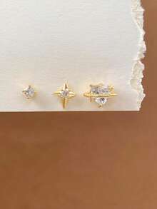 A Set Of Charm Zirconia Earrings Ladies Jewelry For Women 925 Sterling Silver Exquisite Creative Stud Earrings Fine Jewelry Gifts For Girls Daily Life Dating Decor For Prom Party