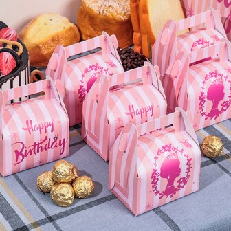 8/16 Pcs Princess Party Favor Boxes, Princess Theme Candy Cookies Party Gift Boxes Princess Cardboard Gable Boxes, Birthday Party Supplies, Shower Party Decoration