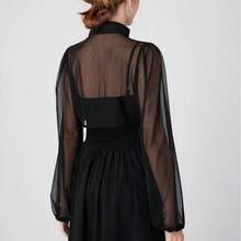 1pc Women's Black Lightweight Breathable See-Through Elegant Bolero Shawl, Detachable Dickey Peter Pan Collar, Chiffon Flowy For Summer - Black - View 8