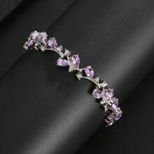 Elegante brazalete multicapa incrustad0 con circonita cúbica con diseño floral, de ramas y flores de ciruelo, de moda y versátil para salidas de verano, accesorio brillante, regalo perfecto para el Día de la Madre, fiesta de graduación