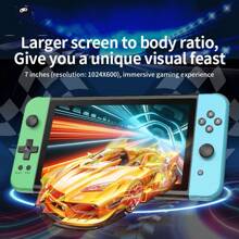 powkiddy X70 Tela TN de 7 Polegadas, 64GB, Acompanha mais de 5.500 jogos clássicos e nostálgicos, Suporta conexão com TV para longa duração da bateria, É um console de jogos portátil para viagens em família, presentes de Dia dos Namorados ao ar livre e jogos retrô