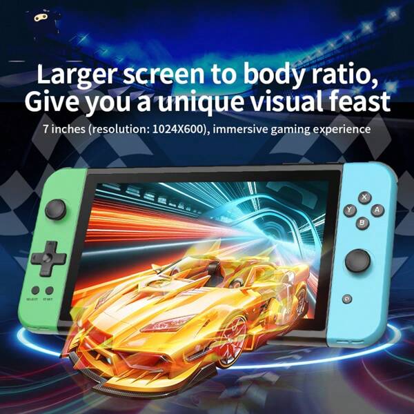 powkiddy X70 7-Inch TN Screen, 64G, Comes With Over 5500 Classic And Nostalgic Games, Supports TV Connection For Long Battery Life, Is A Portable Handheld Game Console For Family Camping Trips, Outdoor Valentine's Day Gifts, And Retro Games