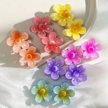 12 件可爱发夹套装，绉色果冻紫荆花防滑发夹，Y2k 配饰海滩配饰，小紫荆花设计发夹，适合女孩参加派对