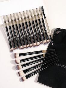 MAANGE 18Pcs Professional Aluminum Tube Eye Makeup Brushes With Velvet Bag,Soft Smudge Brush Concealer Brush Highlight Brush Foundation Brush Contour Brush Eyeshadow Brush Shadow Brush Blending Brush Eyebrow&Eyelash Brush,Makeup Tools With Soft Fiber And Skin Friendly For Easy Carrying,Brush For Travel,Gifts For Women&Girls - 黑色 - 查看 10