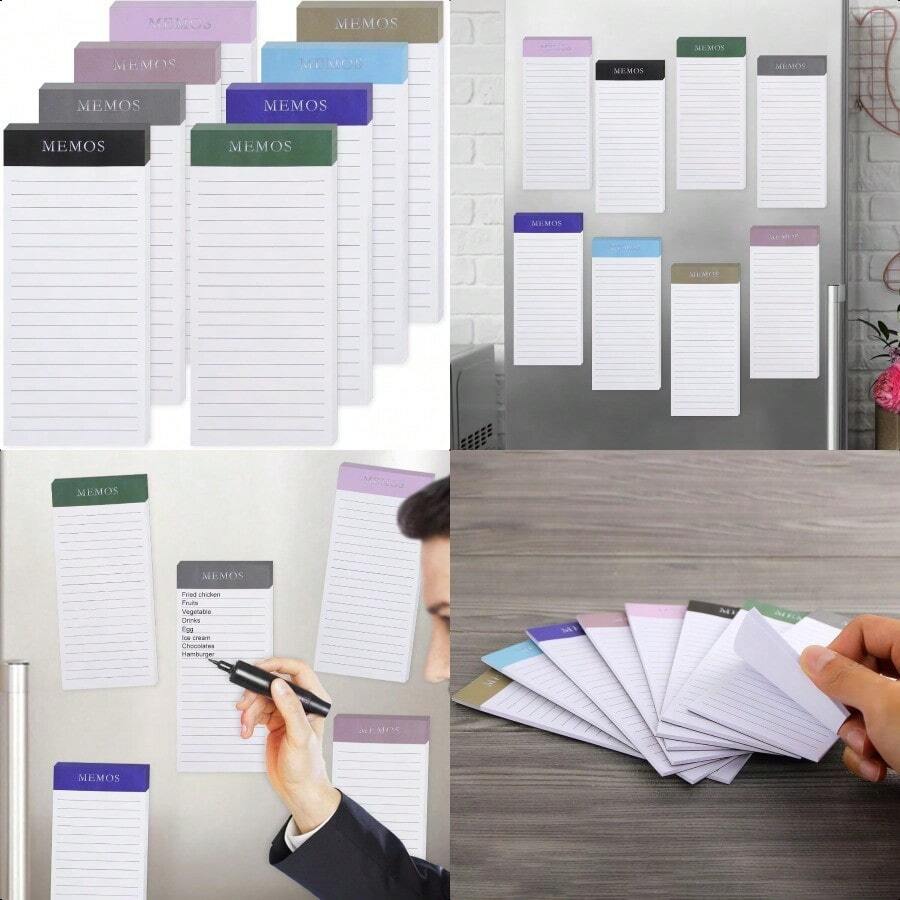 FLIPPED 8 Pack Magnetic Notepads For Refrigerator Magnetic Note Pad For Fridge Notepad Grocery List Full Magnet Back Design Magnetic Memo Pads For Grocery List Shopping List Minimali