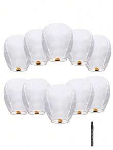 5/10/20/50pcs Chinese Lanterns To Release The Sky, Release The White Candle Paper Lanterns, Candle Lamps. Ideal For Family Gatherings, Commemorative Activities, Love Tokens, Weddings, Birthdays, Commemorations, Parties - Multicolor - View 7