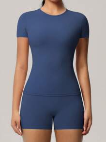 Libin Women's Yoga Suit,Short-Sleeved Yoga Suit,Tight Sports Suit,Running Suit,Leisure Commuting High-Elastic Sports Fitness Set,Comfortable And Soft