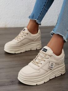 Nuevas zapatillas de lona de unicolor con suela gruesa para mujeres, cómodas zapatillas de plataforma casual, adecuadas para otoño 2025