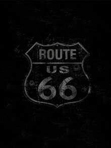 Plus Size Men's Black T-Shirt With Vintage "ROUTE US 66" Graphic, Retro Fashion Plus Size Short Sleeve 100% Polyester Tee