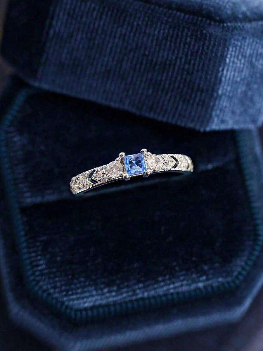 1pc Elegant Casual Red Heart Zirconia Ring For Women, S925 Silver Material, Women's Jewelry Gift, Birthday Gift, Party Gift - Ring - View 1