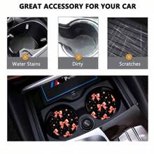 2 pièces Dessous de verre de voiture motif nœud papillon, tapis de voiture antidérapant, élégant et , séchage rapide