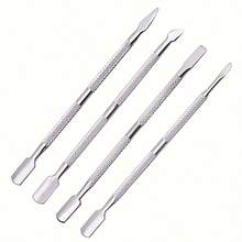 1 Set Of 4 Pieces Stainless Steel Dual-Head Manicure Tools, Used For Removing Cuticles, Cleaning And Nail Care - Silver - View 7