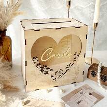 派对婚礼卡盒，接待用木制婚礼卡盒，乡村婚礼卡片和钱盒，信封钱盒礼品卡盒，婚礼装饰毕业生日礼物生日装饰派对装饰单身派对夏季海滩返校学校用品房间装饰 - 婚禮卡片盒 - 查看 11