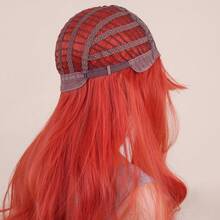 26inch Long Middle Part Wig With Bang Synthetic Fiber Natural Synthetic Wig For Daily Use Party Dating - Dirty Orange - View 7