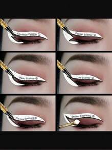 1 Peça Conjunto de Moldes de Delineador Profissional com 12 Pares de Moldes de Sombra para os Olhos, Kit de Modelo de Design Facial Profissional - Desenho Simples e Criativo, Perfeito para Festas, Eventos, Projetos DIY, Festas de Feriados, Presentes