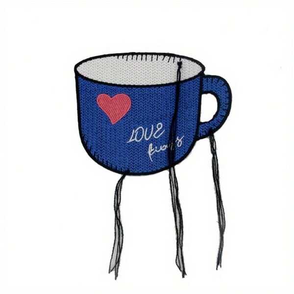 1Pc Embroidered Fabric Patch Coffee Cups Sewing Supplies Patch Decoration Badge Patch For Clothes Coat Hat Bag Decorate Patch