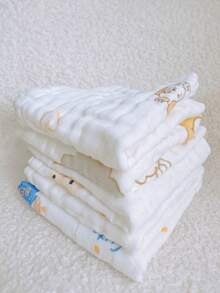 柔软棉质婴儿口水围兜、棉质婴儿毛巾、新生儿泡泡纱布洗脸巾、儿童洗脸巾手帕 - 彩色 - 查看 5