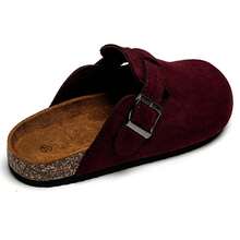 Open-Toe Comfortable Wooden Clogs With Adjustable Buckle And Ergonomic Insole - Burgundy - View 4