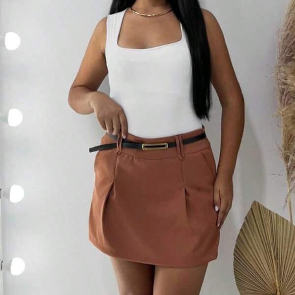 Short Saia Alfaiteria com Cinto Femenino