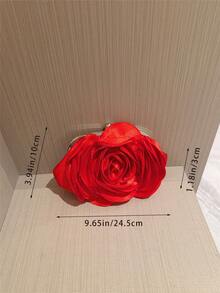 1 件优雅花瓣玫瑰花朵手提包、正式晚宴包、浪漫婚礼派对手拿包、白色奢华礼服配饰，适合约会、聚会 - 紅色 - 查看 6