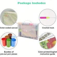 Kit de Ponto de Malha Adulto DIY, Artesanato de Tapete Padrão de Borboleta Impressa em Tela Colorida, Kit de Bordado Manual para Iniciantes Artesanato Decoração Doméstica, Kit de Tapete de Ponto de Malha DIY para Iniciantes Decoração Doméstica em Tela