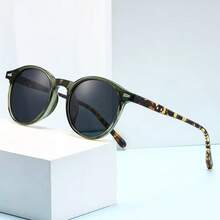 1pc Women's Fashion Round Fashion Glasses Frame With Rivet Decor, Stylish Beach Accessory For Summer - Green - View 4