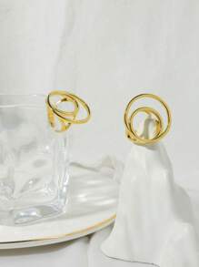 1 pieza Anillo decorativo de doble lazo de acero inoxidable de estilo minimalista, uso diario para mujeres, gran regalo para Año Nuevo, Día de la Madre, Acción de Gracias, Viajes, Fiesta