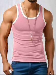 PREMIUM MEN'S AMERICAN RIBBED TANK TOP - Baby Pink - View 1