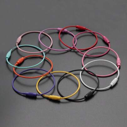 Ahknormailcui 5 件装不锈钢彩色线钥匙圈可打开螺丝锁线环钥匙扣行李牌夹适用于 DIY 珠宝制作底座手工工艺品配件