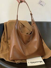 Bolso de hombro de gran capacidad y unicolor suave con estilo vintage para mujeres, bolso cruzado versátil con asas, bolso de hombro tipo hobo de gran capacidad, bolso bandolera casual para el trabajo
