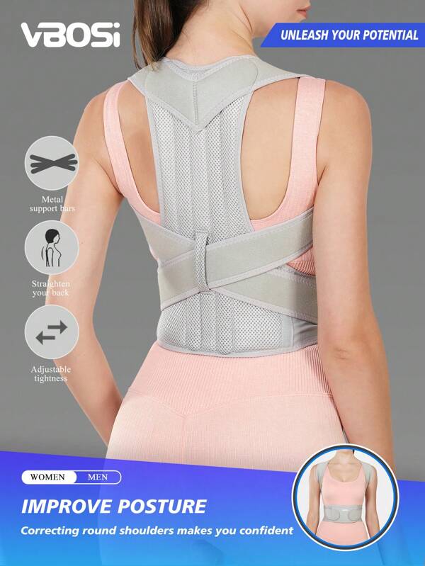 VBOSI (Größe eine Nummer größer bestellen) Verstellbarer Rückenwaiststütze Halter Haltungskorrektur Sportaccessoire für Damen und Herren