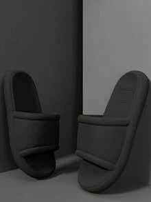 简约男士家居拖鞋，EVA 超轻软底防臭舒适室内/户外沙滩人字拖，男女皆宜 - 黑色 - 查看 10